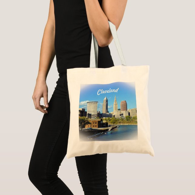  Sunny Cleveland River Skyline  Tote Bag (Front (Product))