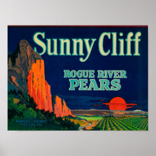 Sunny Cliff Pear Crate LabelMedford, OR Poster