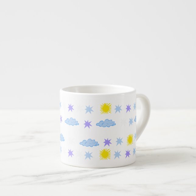 Sunny, Cloudy, Starry Weather Pattern Espresso Cup (Front Right)