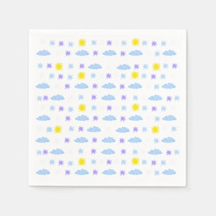 Sunny, Cloudy, Starry Weather Pattern Napkin
