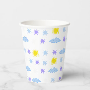 Sunny, Cloudy, Starry Weather Pattern Paper Cups