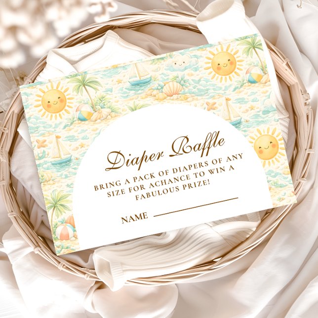 Sunny Coastal Beach Diapper Raffle Enclosure Card (Creator Uploaded)