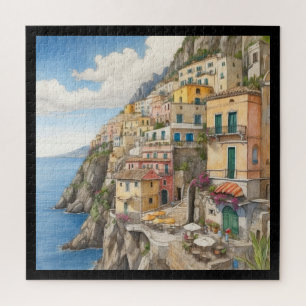 Sunny Coastal Hillside Terrace Jigsaw Puzzle
