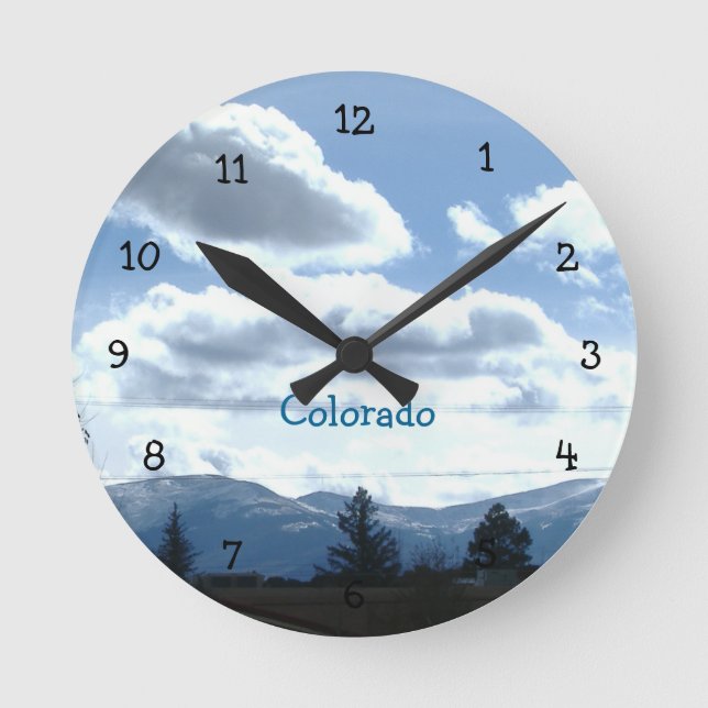 Sunny Colorado Mountain View Acrylic Wall Clock (Front)