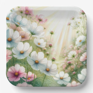 Sunny Cosmos Garden Paper Plate
