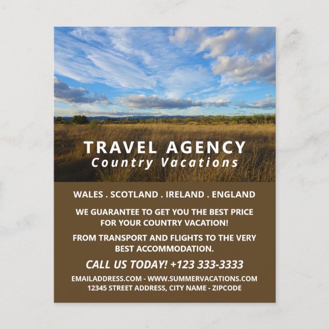 Sunny Country Scene, Travel Agency Advert Flyer (Front)