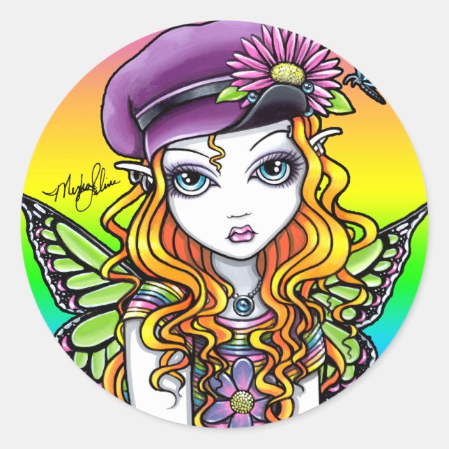 "Sunny" Cute Rainbow Butterfly Fairy Stickers (Front)