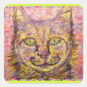 sunny day cat square sticker