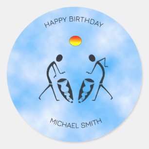 Sunny Day Celebration Silhouette Dancers  Birthday Classic Round Sticker