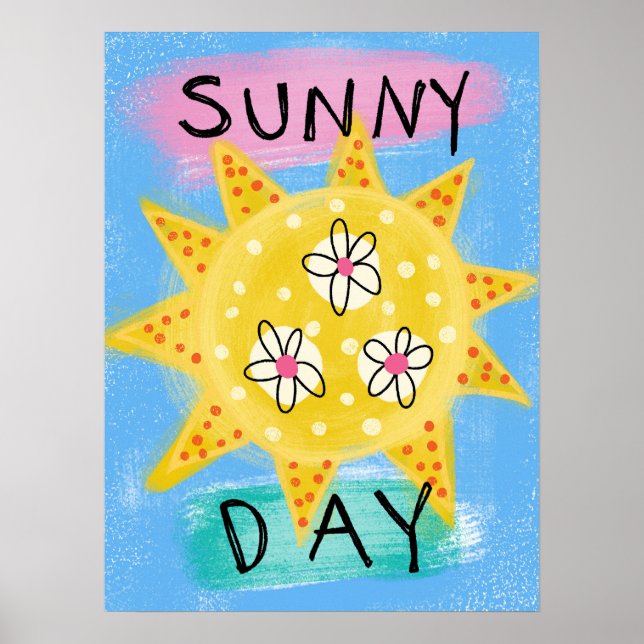 Sunny Day - Cute Happy Sun Poster Wall Art (Front)