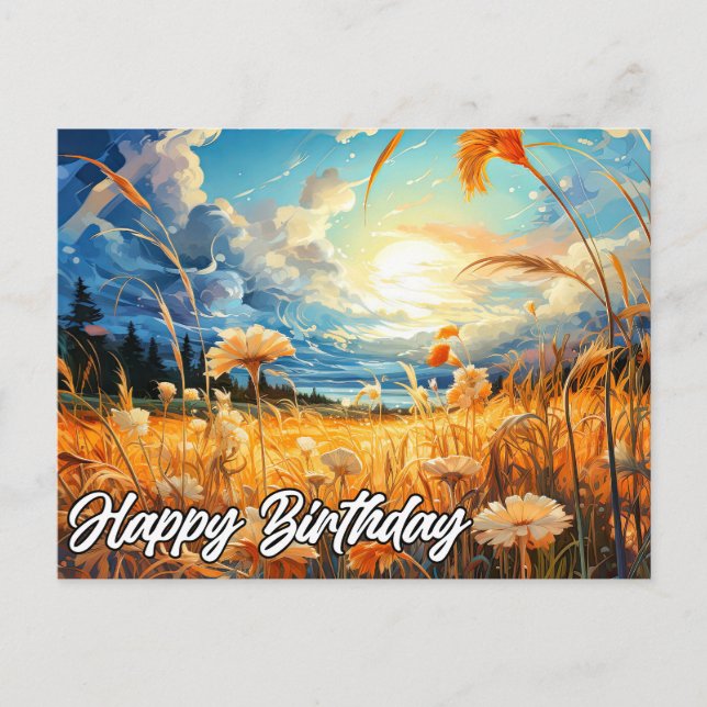 Sunny Day In the Prairie | Happy Birthday Postcard (Front)
