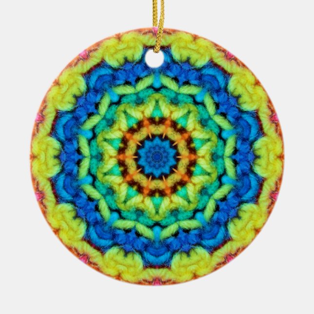 Sunny Day Kaleidoscope Ceramic Tree Decoration (Front)