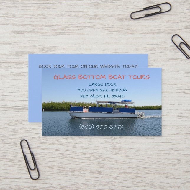 Sunny day ocean sea  boat tour business card (Front/Back In Situ)
