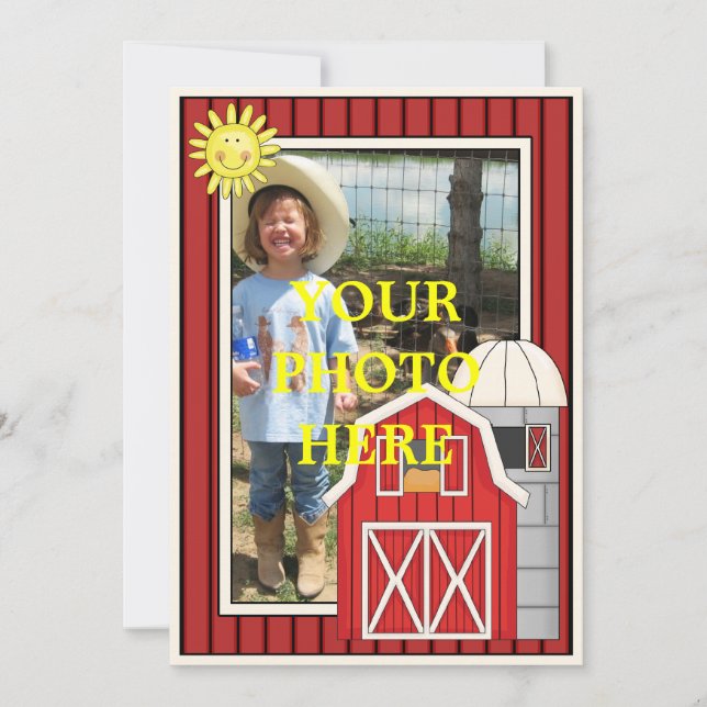Sunny Day Red Barn - Kids' Party or Baby Shower Invitation (Front)