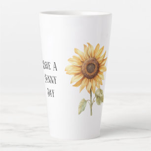 Sunny Day White Yellow Sunflower Latte Mug