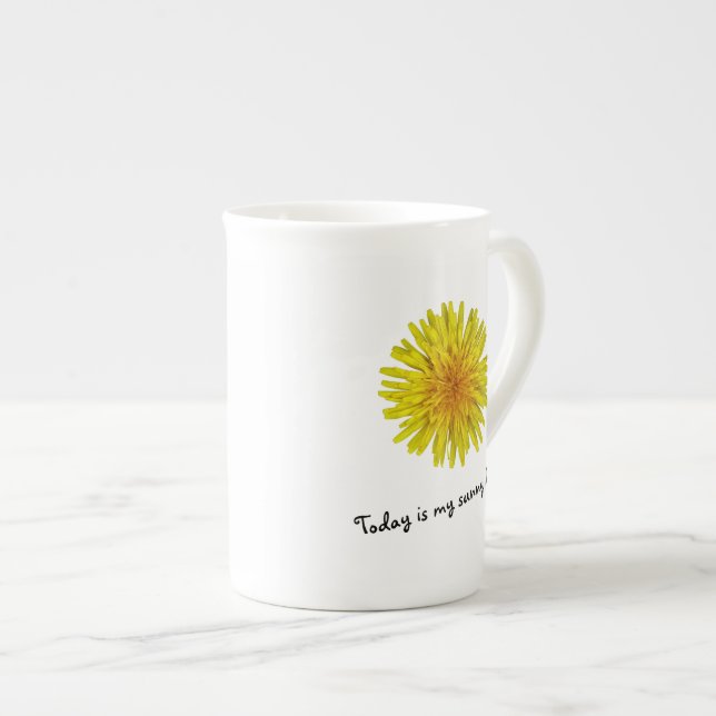 Sunny Day Yellow Dandelion Flower any Text Bone China Mug (Front Right)