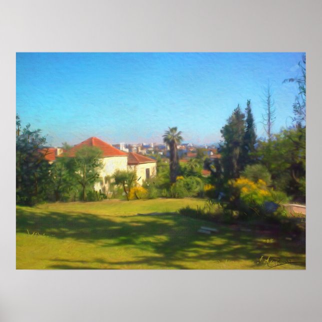 Sunny Day Yemin Moshe View JerIsalem Israel Oil Poster (Front)