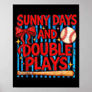 Sunny Days and Double Plays Baseball Softball Game Poster