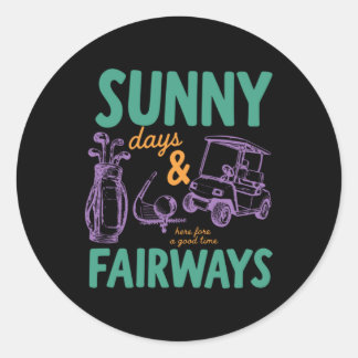 Sunny Days And Fairways Design Classic Round Sticker