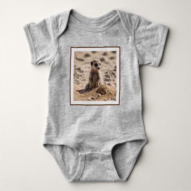 "Sunny Days: Baby Meerkat's Beach Adventure" Baby Bodysuit (Front)