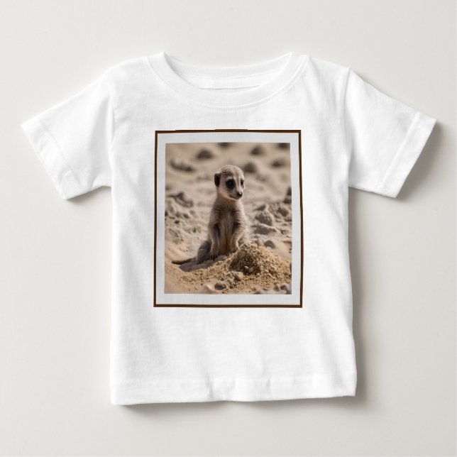 "Sunny Days: Baby Meerkat's Beach Adventure" Baby T-Shirt (Front)