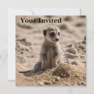 "Sunny Days: Baby Meerkat's Beach Adventure" Invitation