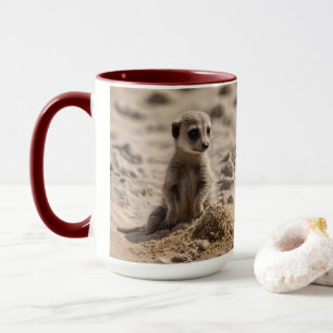 "Sunny Days: Baby Meerkat's Beach Adventure" Mug
