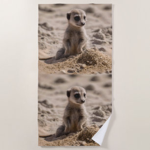"Sunny Days: Baby Meerkat's Beach Adventure" Towel