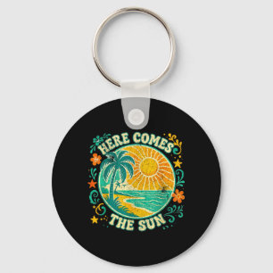 Sunny Days Retro Sunset On The Beach Mens Womens Key Ring