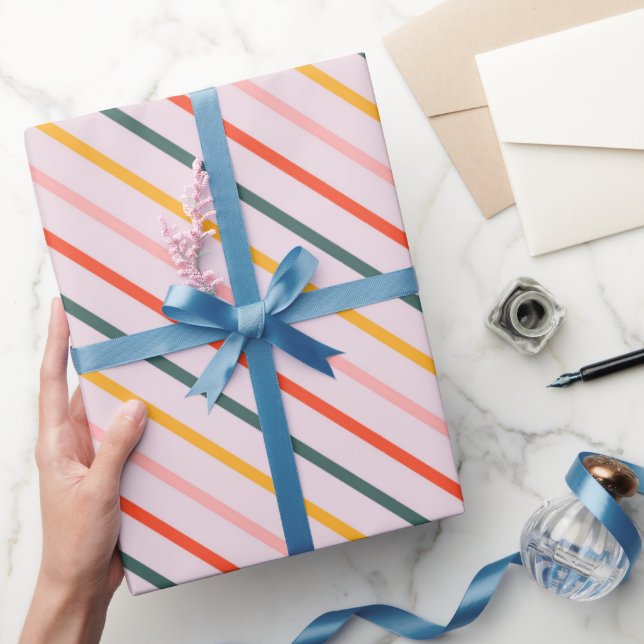 Sunny Diagonal Stripes Wrapping Paper (Gifting)