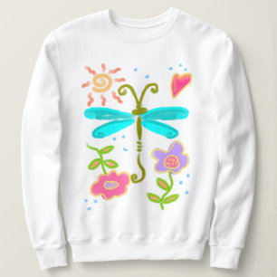 Sunny Dragonfly Abstract Art to Wear Sweatshirt