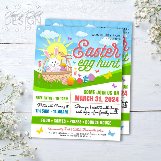 Sunny Easter Bunny Egg Hunt Holiday Family Event Flyer (Creator Uploaded)