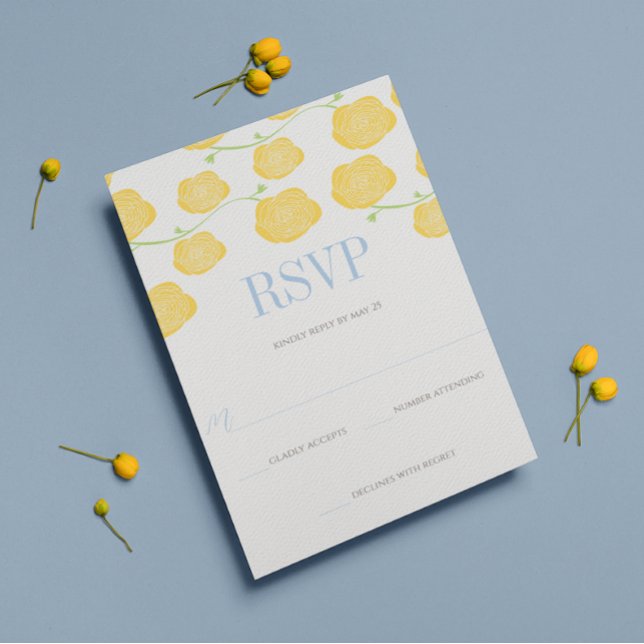 Sunny Elegance Yellow Roses & Sky Blue Wedding Invitation (Creator Uploaded)