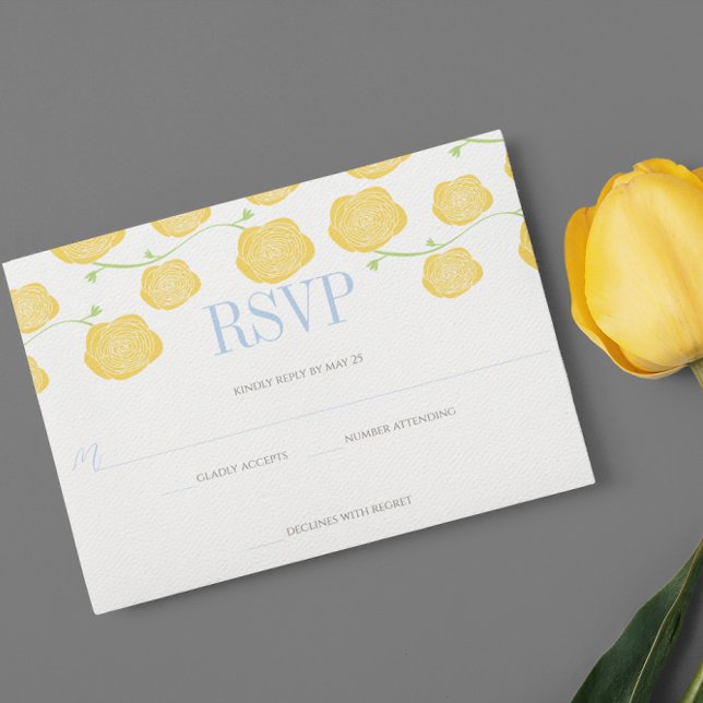 Sunny Elegance Yellow Roses & Sky Blue Wedding Invitation (Creator Uploaded)