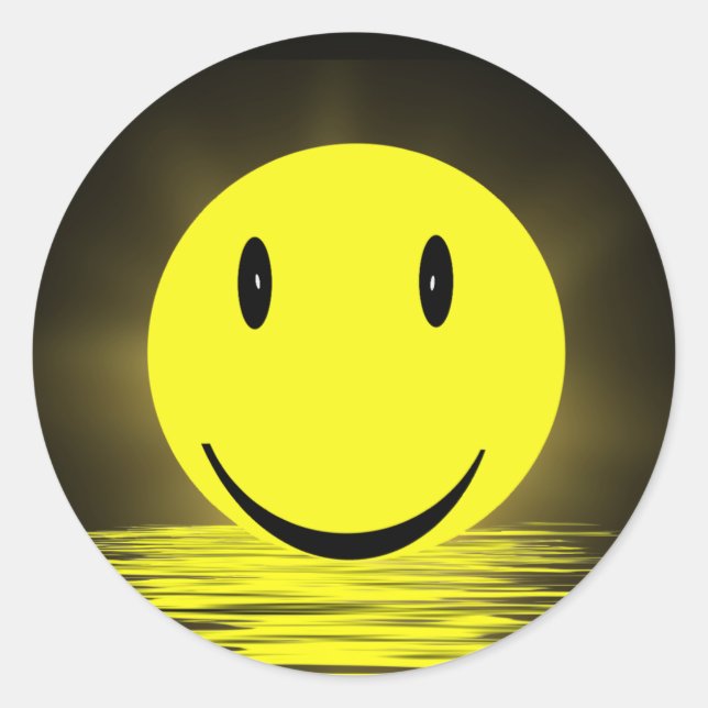 Sunny Face In Water Ripples Classic Round Sticker (Front)