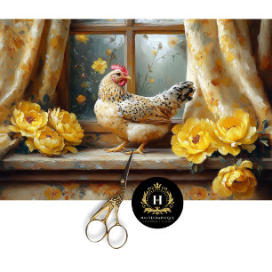 Sunny Farmhouse Chicken Yellow Roses Decoupage Tissue Paper