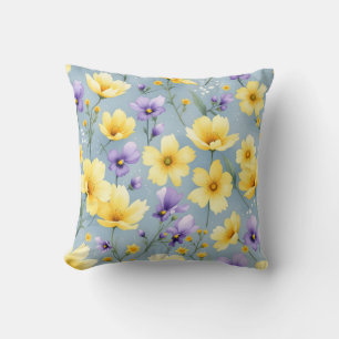 Sunny Floral Meadow Pattern.Modern Outdoor Cushion
