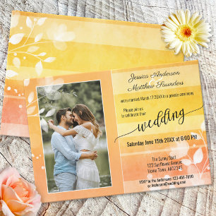 Sunny Floral Photo Colourful Striped After Wedding Invitation