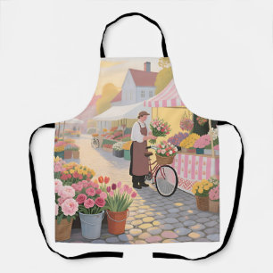 Sunny Flower Street Scene Apron