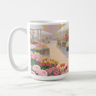 Sunny Flower Street Scene Coffee Mug