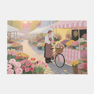 Sunny Flower Street Scene Doormat