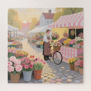 Sunny Flower Street Scene Jigsaw Puzzle