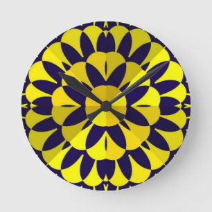 Sunny Fractal Art Round Clock