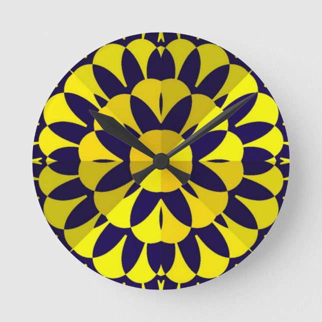 Sunny Fractal Art Round Clock (Front)