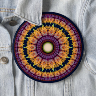 Sunny fractal ornament 6 cm round badge