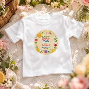 Sunny Garden 2nd Birthday Floral Picnic Party Baby T-Shirt