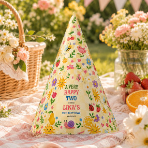 Sunny Garden 2nd Birthday Floral Picnic Party Hat