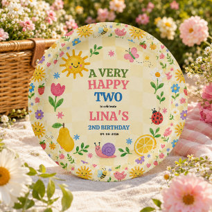 Sunny Garden 2nd Birthday Floral Picnic Party Paper Plate