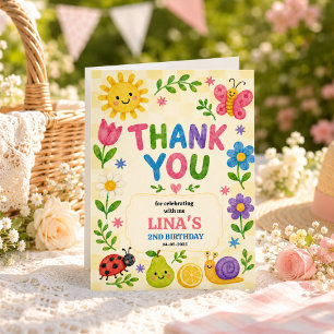 Sunny Garden 2nd Birthday Floral Picnic Party Thank You Card