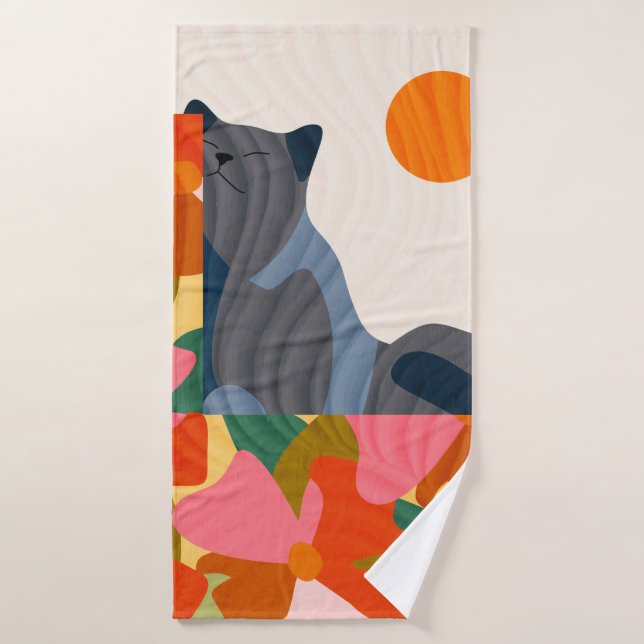 Sunny Garden Cat Bath Towel Set (Bath Towel)